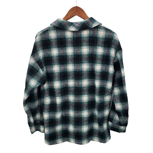 Womens XS Plaid Flannel Shirt Green Black Button Up Grunge Long Sleeve Soft - Picture 3 of 13